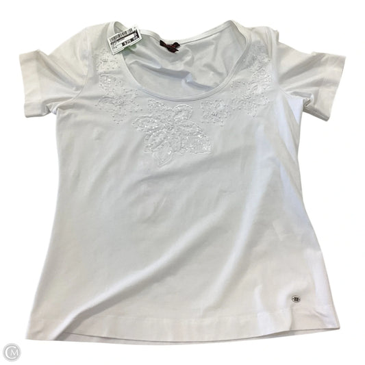Top Short Sleeve Designer By Escada In White, Size: M