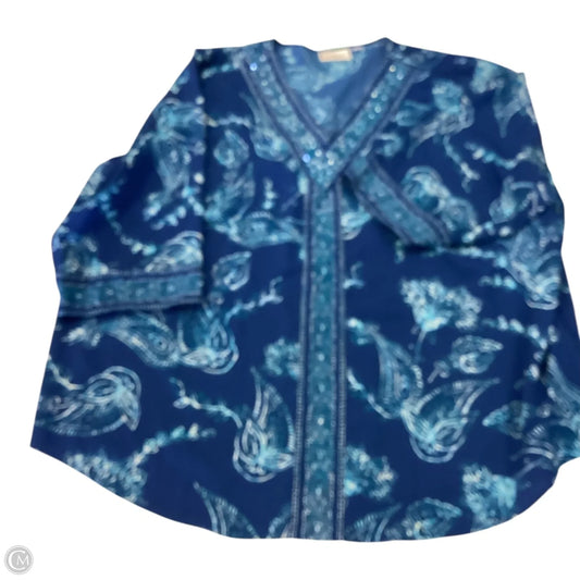 Blouse Short Sleeve By Kim Rogers In Blue, Size: 3x