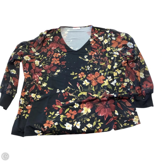 Top 3/4 Sleeve By Susan Graver In Floral Print, Size: 3x
