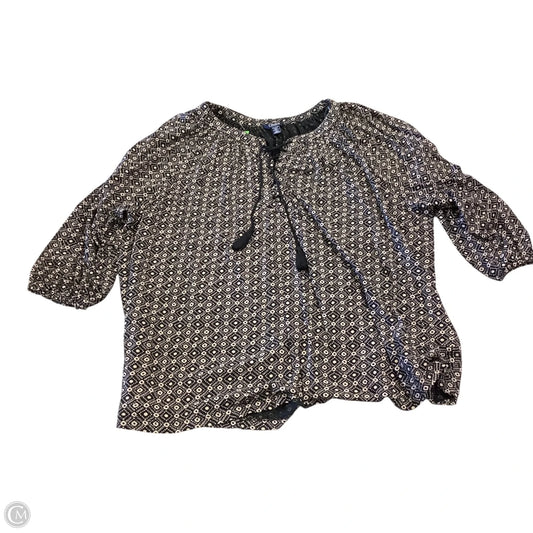 Blouse 3/4 Sleeve By Chaps In Black & Tan, Size: 2x
