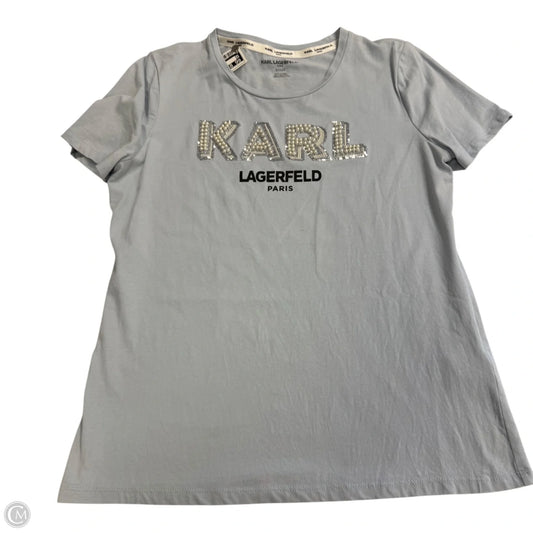 Top Short Sleeve Designer By Karl Lagerfeld In Blue, Size: S