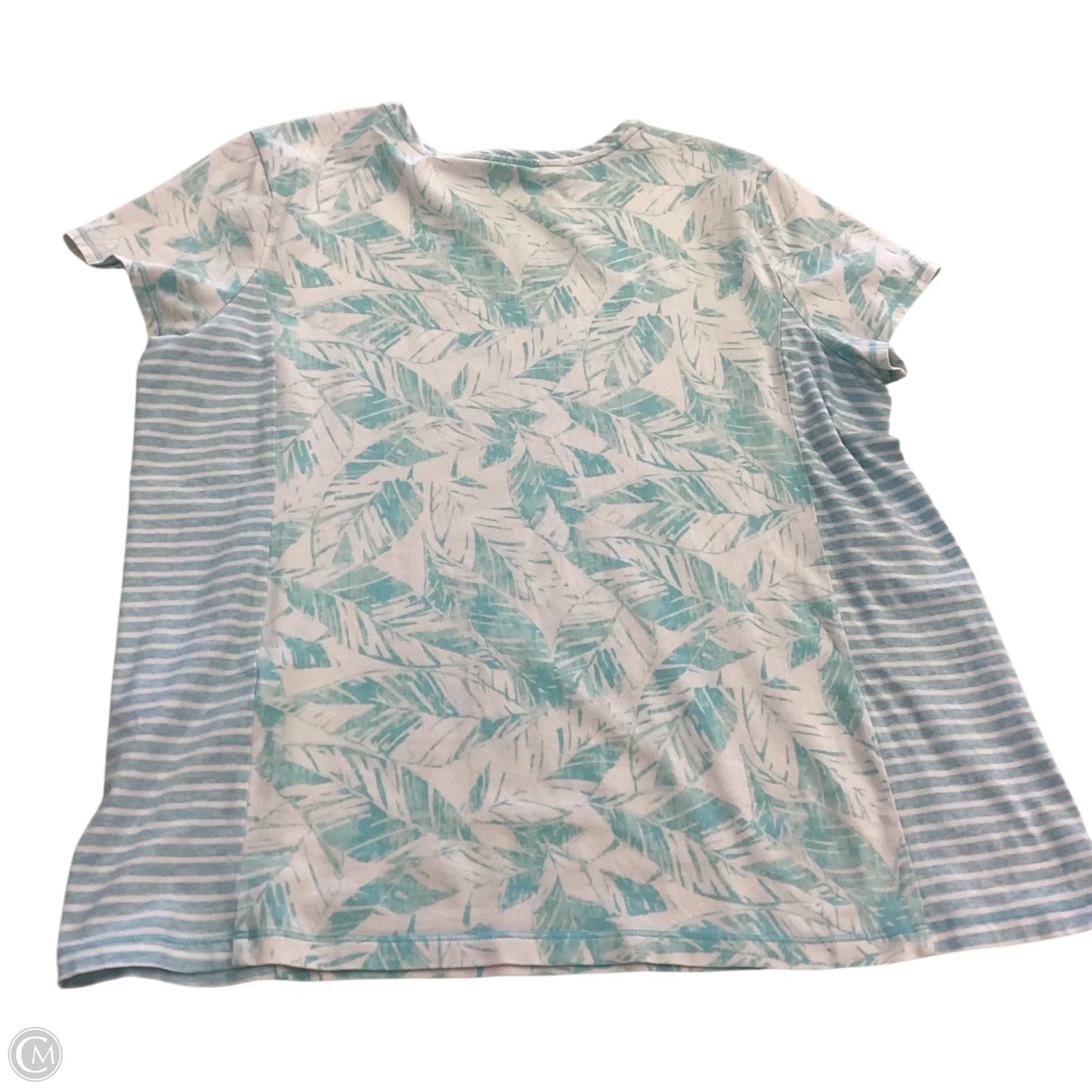 Top Short Sleeve By Chicos In Blue & White, Size: Xl
