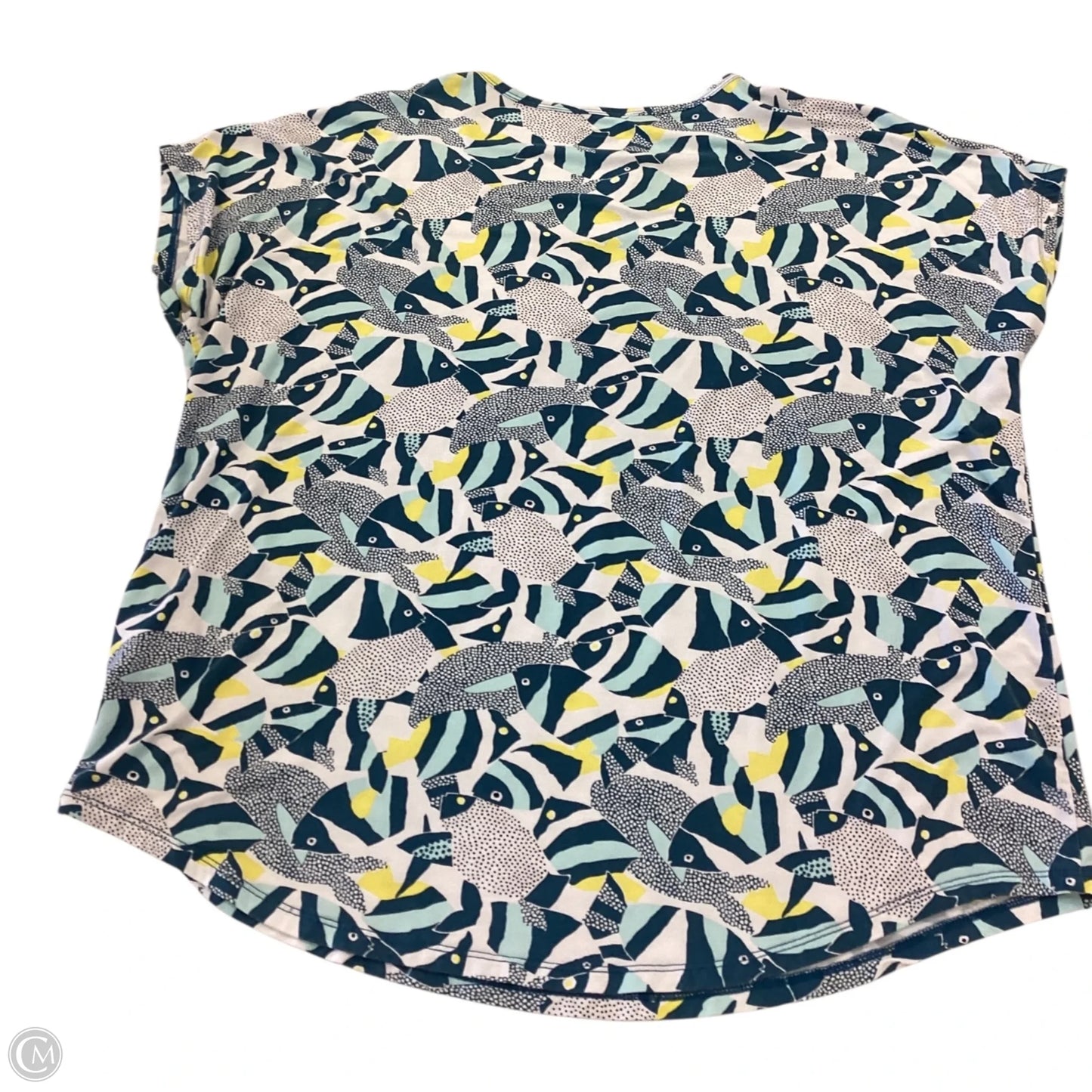 Top Short Sleeve By Lands End In Blue & White, Size: Xl