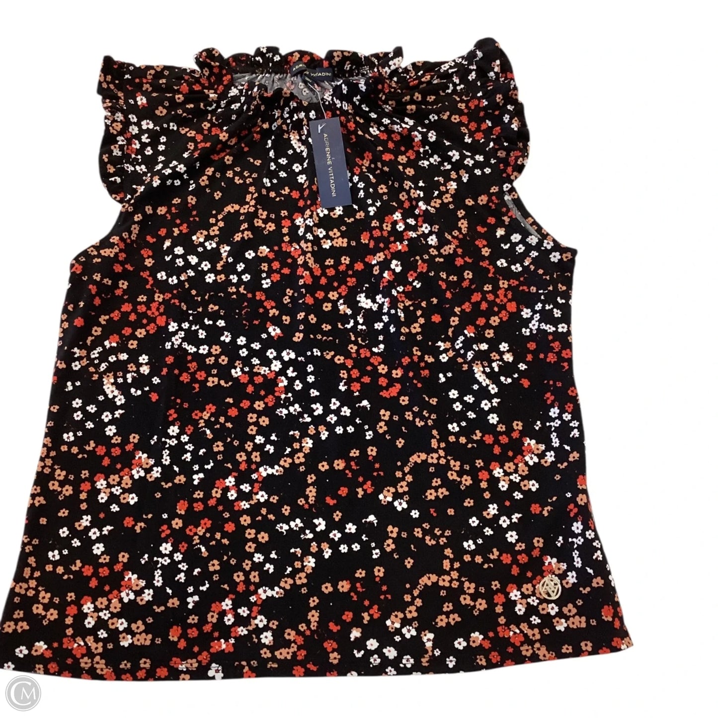 Blouse Short Sleeve By Adrienne Vittadini In Floral Print, Size: L