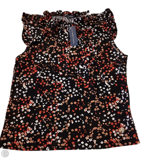 Blouse Short Sleeve By Adrienne Vittadini In Floral Print, Size: L
