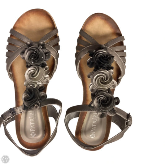 Sandals Heels Wedge By Spring Step In Silver, Size: 7