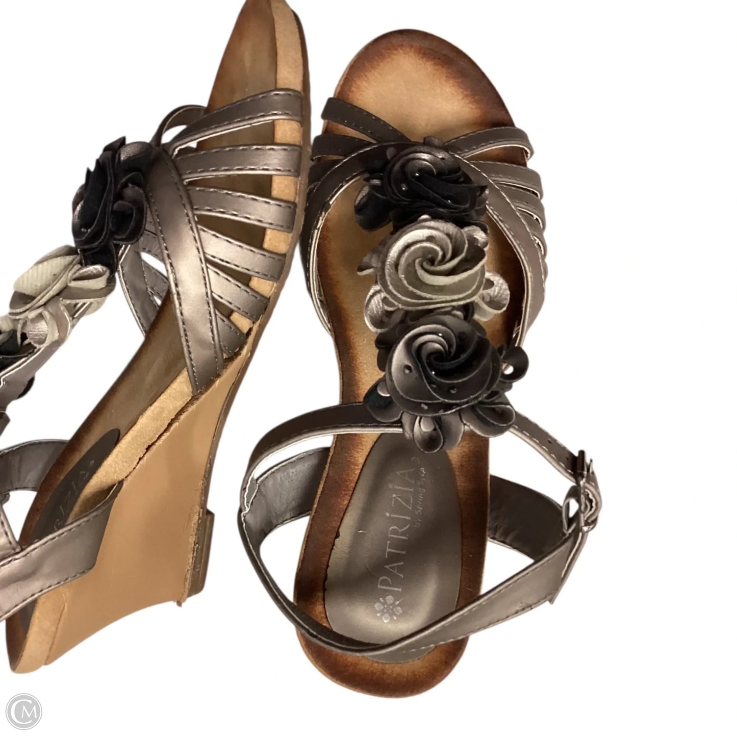 Sandals Heels Wedge By Spring Step In Silver, Size: 7