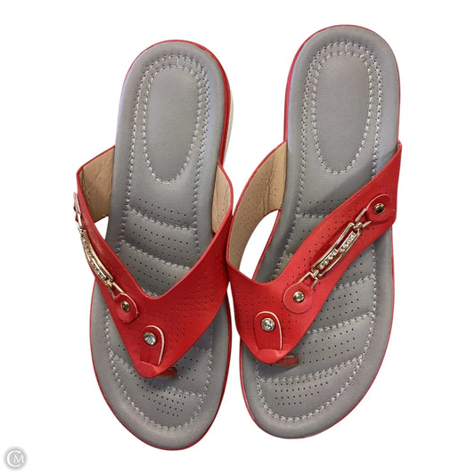 Sandals Flats By Clothes Mentor In Red, Size: 9.5