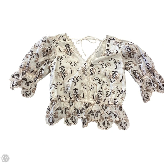 Blouse 3/4 Sleeve By Anthropologie In Floral Print, Size: Xxs