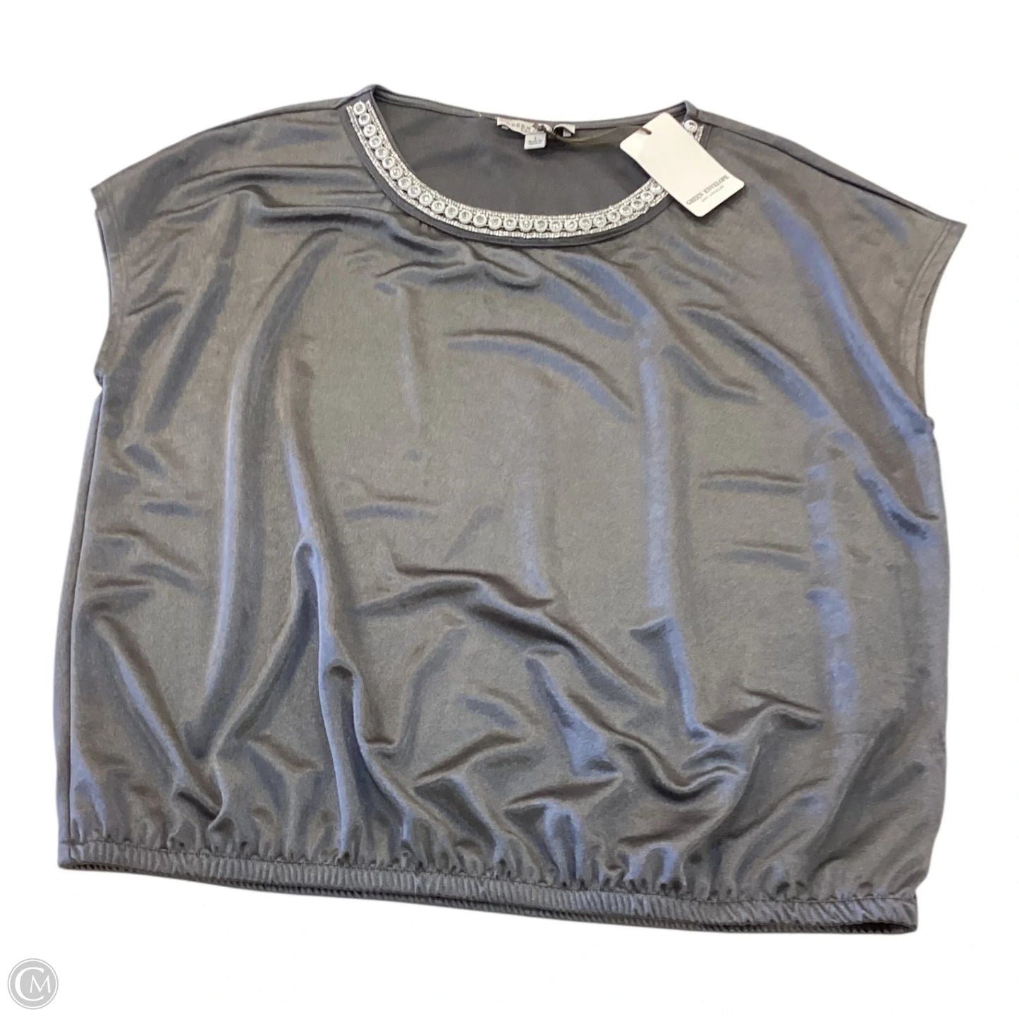 Blouse Short Sleeve By Green Envelope In Grey, Size: L