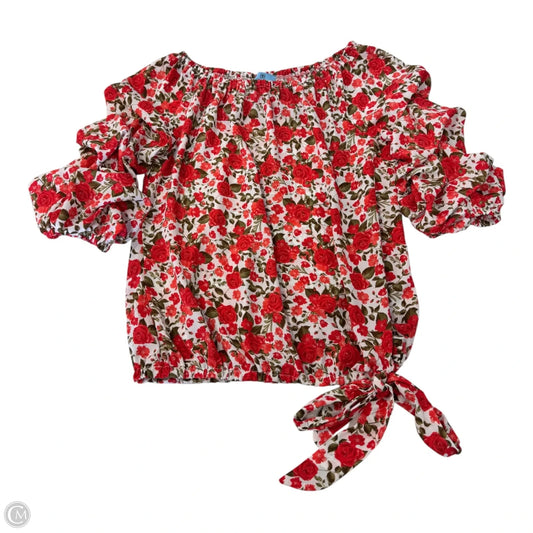 Top Short Sleeve By Cece In Floral Print, Size: M