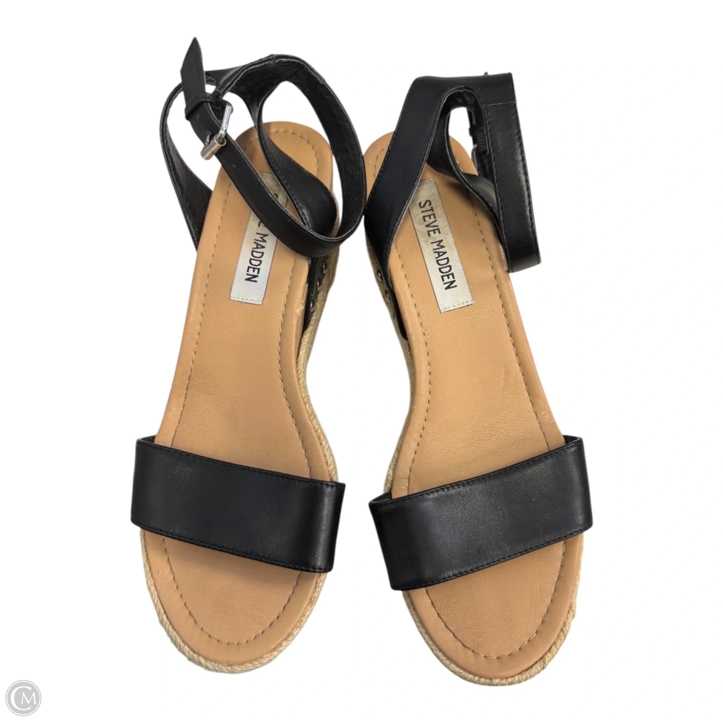 Sandals Heels Wedge By Steve Madden In Black, Size: 8