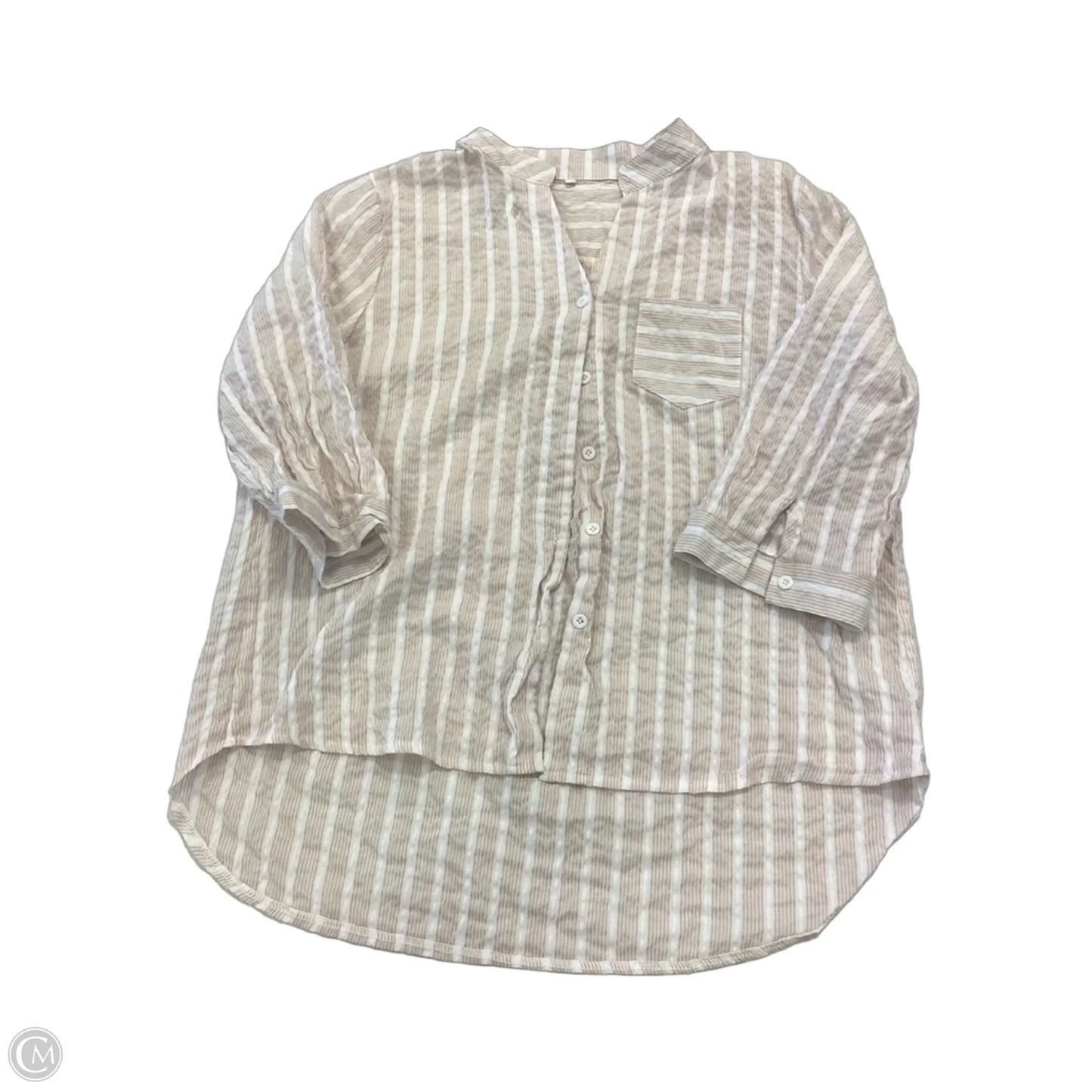 Top 3/4 Sleeve By Clothes Mentor In Tan, Size: Xxl