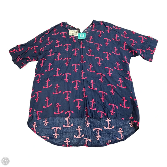 Top Short Sleeve By Escapada Living In Nautical Print, Size: S