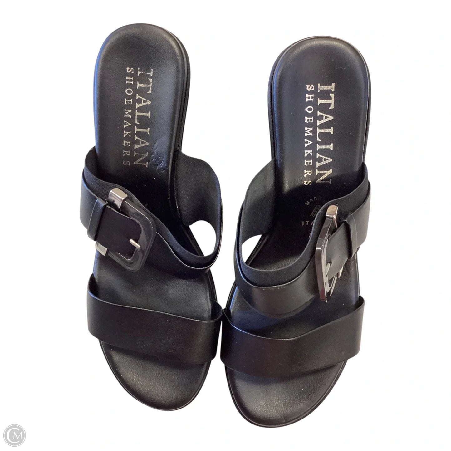 Sandals Heels Wedge By Italian Shoemakers In Black, Size: 5.5