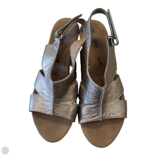 Sandals Heels Wedge By Clarks In Gold, Size: 8