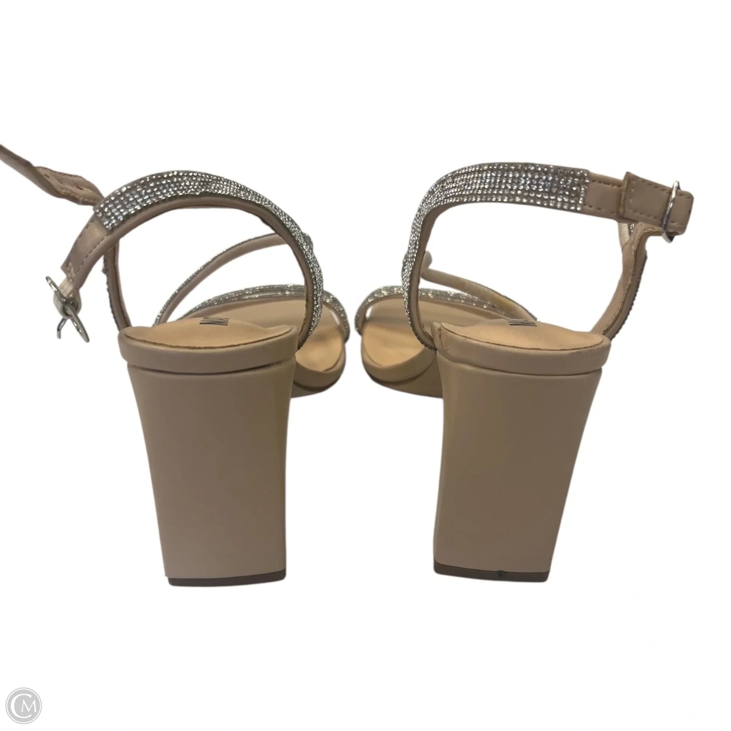 Sandals Heels Block By Madeleine In Silver, Size: 7.5