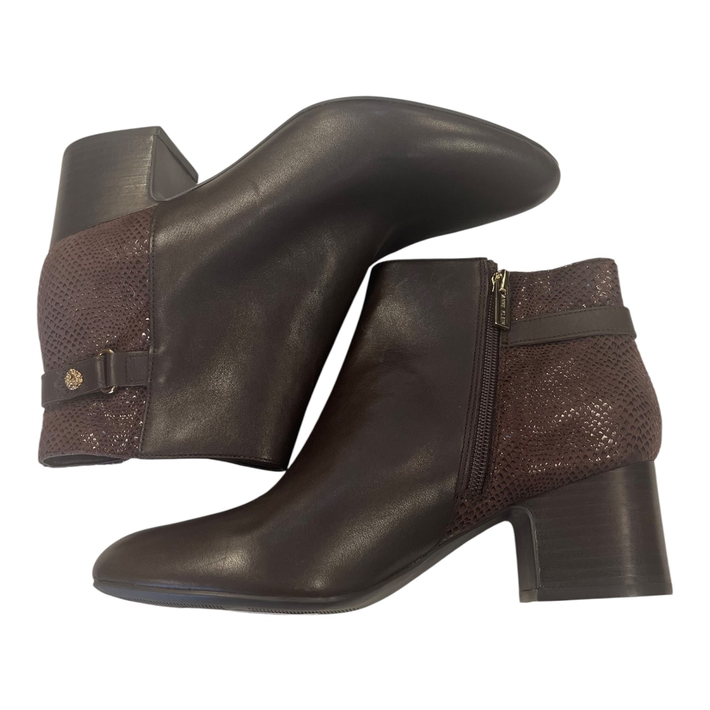 Boots Ankle Heels By Anne Klein In Brown, Size: 8.5